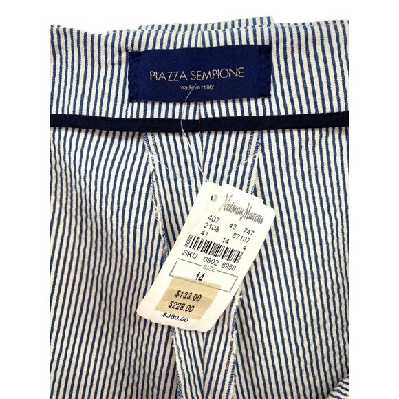 NWT Piazza Sempione Audrey Crop Pants Seersucker Gray Stripe Cigarette Pant 14 - Picture 7 of 11